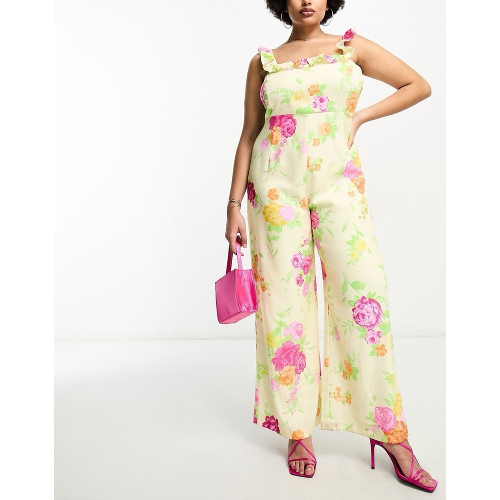 The Frolic Womens Jumpsuit Size 6 Multicolor Floral Wide Leg Flowy Colorful